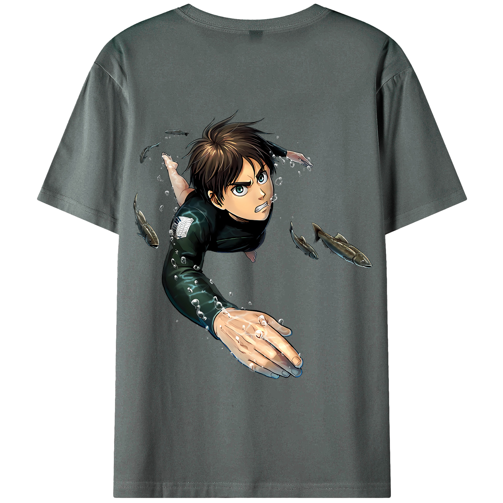 （画像用） 進撃の巨人 エレン･イェーガー Attack on Titan Eren Jäger 綿100％ メンズ半袖Tシャツ（バックプリント） 通気性
